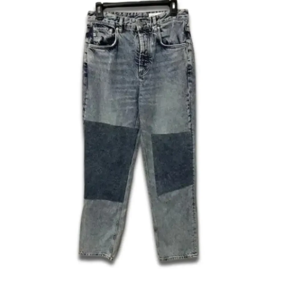 AG Jeans Cloved Patched Denim Jeans High Rise Relaxed Straight Leg Blue 26 NWT